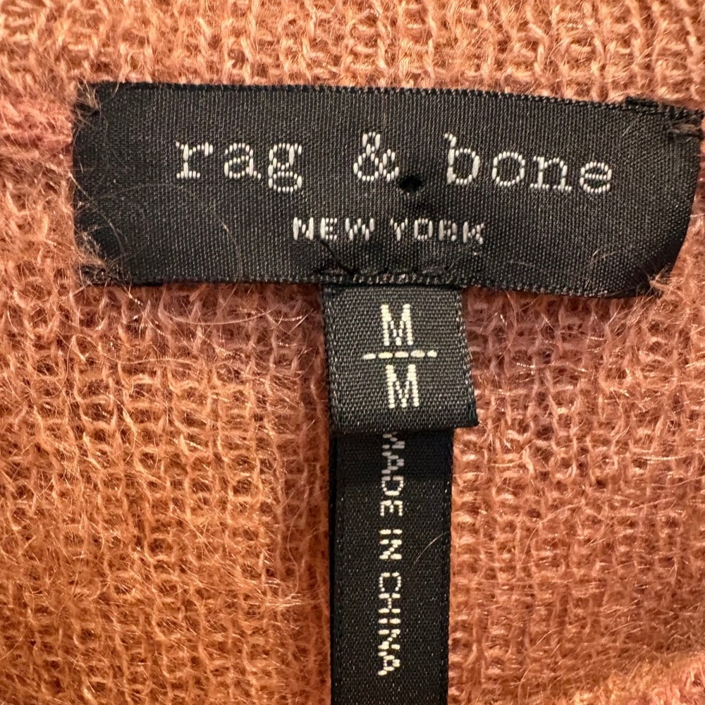 Rag & Bone Mimi Off The Shoulder Sweater Medium Rose Mohair Silk - Picture 3 of 12